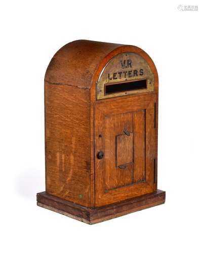 A VICTORIAN OAK AND GILT BRASS MOUNTED DOMESTIC POSTING BOX,...