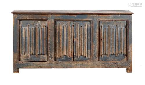 AN OAK AND PAINTED CUPBOARD OR SIDE CABINET, NORTH EUROPEAN,...