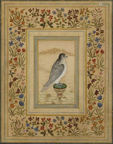 A pair of Mughal-style modern paintings of birds