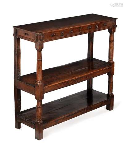 A JAMES I OAK THREE TIER BUFFET, CIRCA 1620