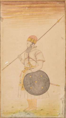 A portrait of a guardsman with spear