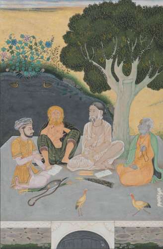 A prince and sadhus in a landscape