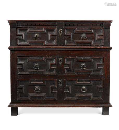 A CHARLES II WALNUT AND PINE CHEST OF DRAWERS, CIRCA 1680