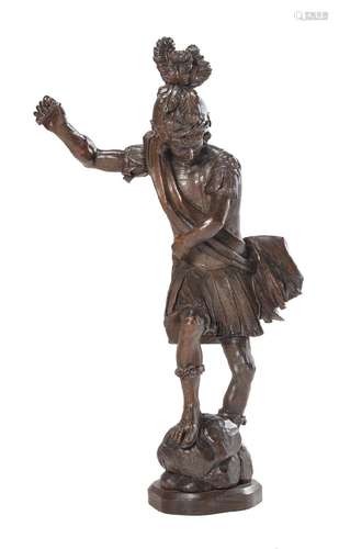 A LARGE GERMAN CARVED OAK FIGURE OF ST GEORGE, LATE 17TH CEN...