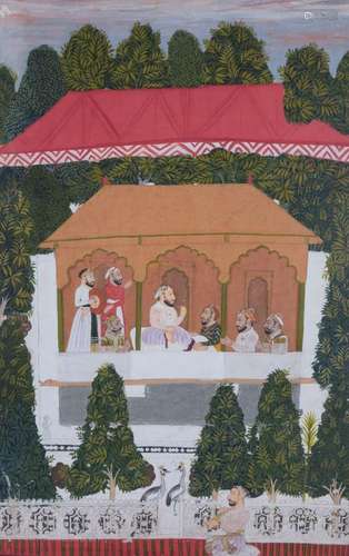 Maharana Sangram Singh (r.1710-34) receiving visitors in a l...