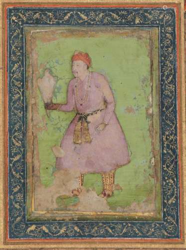 A Mughal portrait of Akbar the Great (r. 1556-1605) and a fa...