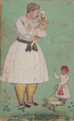 A Mughal portrait of the Emperor Akbar the Great (r. 1556-16...