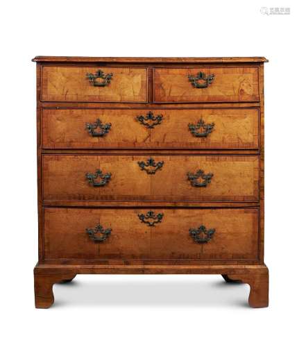 A GEORGE II WALNUT, PINE AND FRUITWOOD CROSSBANDED CHEST OF ...
