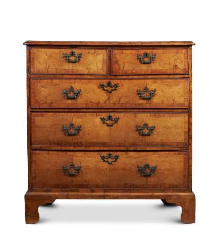 A GEORGE II WALNUT, PINE AND FRUITWOOD CROSSBANDED CHEST OF ...