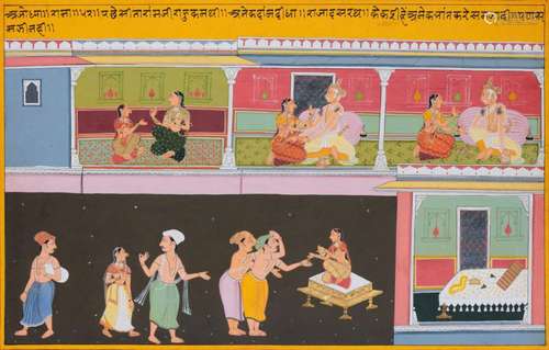 Illustration from the Ramayana: the Gods are returning to he...