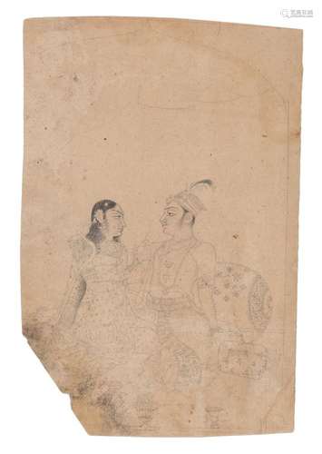 A drawing of a Prince and courtesan