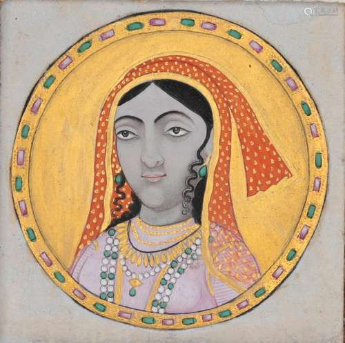 Portrait of a courtesan in a Jharokha window and another por...