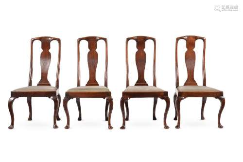 A SET OF FOUR QUEEN ANNE WALNUT SIDE CHAIRS, CIRCA 1710