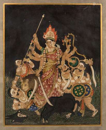 Durga defeats the buffalo demon Mahashisura