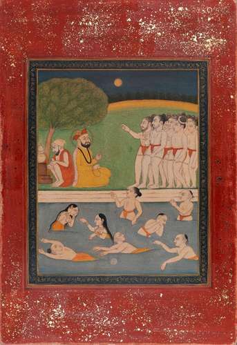 A painting of Guru Nanek with the Chiniwara forest dwellers