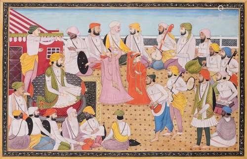 A Sikh painting of a Nautch and musical performance being wa...