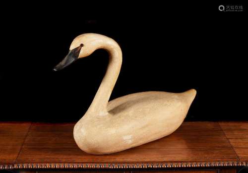 A COMPOSTION AND PAINTED MODEL OF A SWAN, 20TH CENTURY