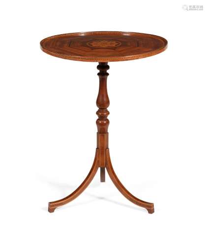 Y A GEORGE III SATINWOOD AND MARQUETRY TRIPOD TABLE, CIRCA 1...
