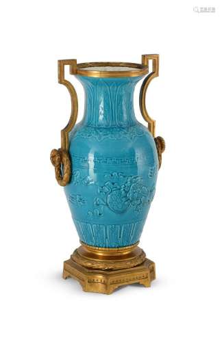 A FRENCH ORMOLU MOUNTED CHINOISERIE VASE, ATTRIBUTED TO THEO...