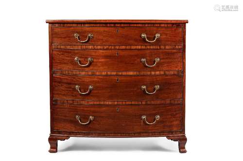 A GEORGE III MAHOGANY BOWFRONT CHEST OF DRAWERS, IN THE MANN...