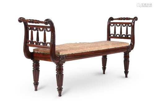 A REGENCY MAHOGANY WINDOW SEAT, IN THE MANNER OF GILLOWS, CI...