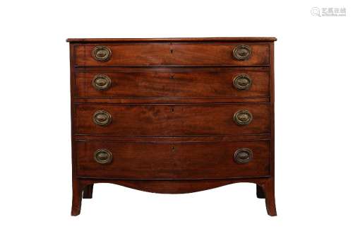 A GEORGE III MAHOGANY BOWFRONT DRESSING CHEST OF DRAWERS, CI...