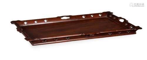 A GEORGE III MAHOGANY TRAY, IN THE MANNER OF THOMAS CHIPPEND...