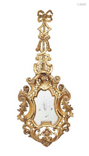 A PAIR OF CONTINENTAL CARVED GILTWOOD AND ENGRAVED GLASS MIR...