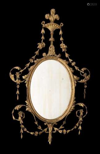 A PAIR OF GEORGE III CARVED GILTWOOD AND GESSO WALL MIRRORS,...