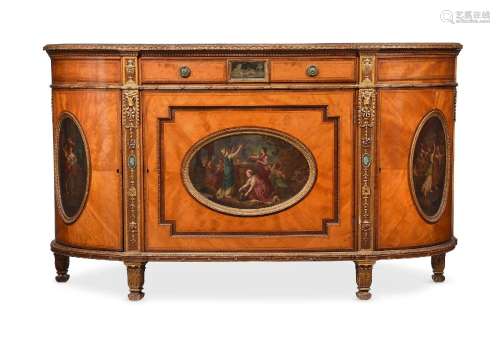 Y A SATINWOOD, PAINTED, AND GILT METAL MOUNTED COMMODE, ATTR...