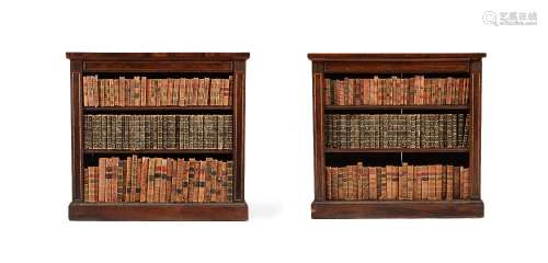 Y A PAIR OF REGENCY ROSEWOOD, BRASS INLAID AND GILT METAL MO...