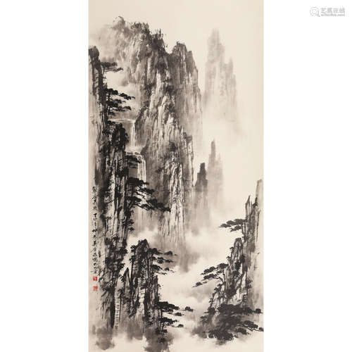 吴广泉（b.1931） 翠谷飞流 水墨纸本立轴