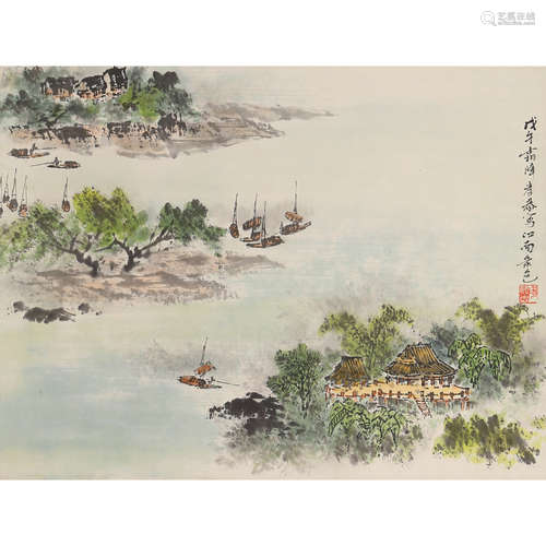 陶孝恭(b.1950) 江南景色 设色纸本立轴