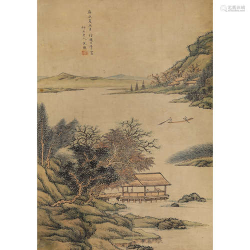 倪璨（1764-1841） 仿赵大年山水 设色纸本立轴