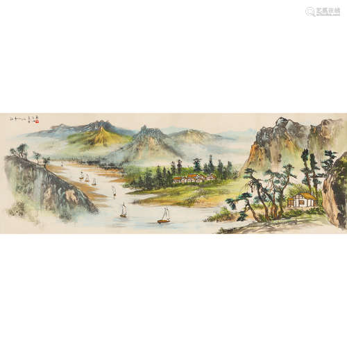 吴幻荪（1905-1975） 越中山水 设色纸本立轴