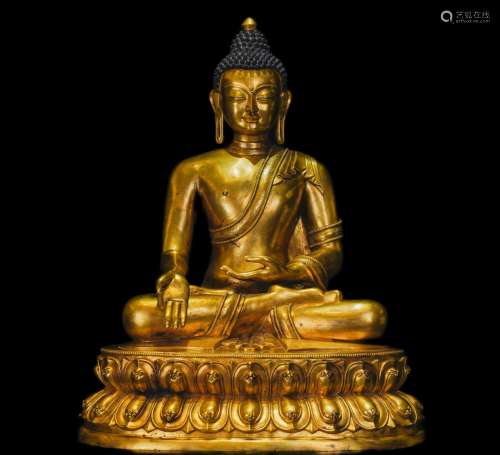 Chinese qing Dynasty bronze gilt medicine Buddha