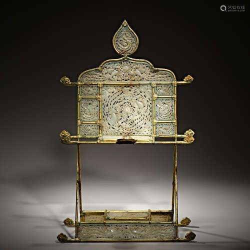Hetian jade gilt mirror frame of Song Dynasty of China