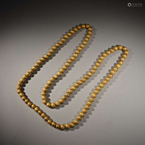 Gilded Buddhist beads from The Qing Dynasty in China