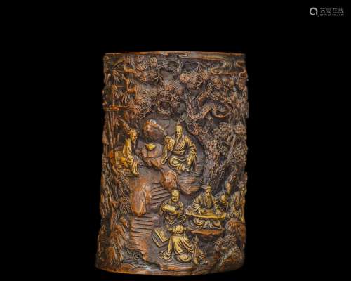 Chinese Ming dynasty bronze pen holder