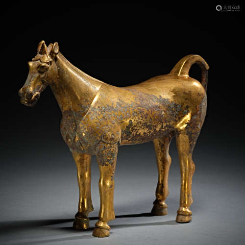 Gilded horse of Tang Dynasty in China