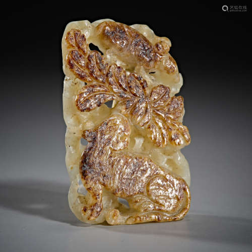 Chinese Yuan Dynasty Hetian jade tiger brand