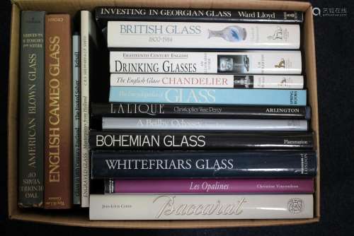 A collection of glass reference books, including 'Baccarat' ...