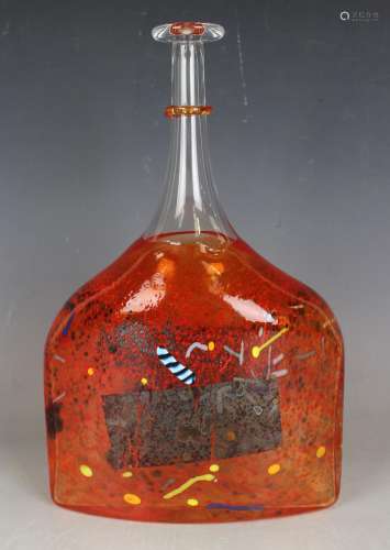 A Kosta Boda glass Satellite flask, designed by Bertil Valli...