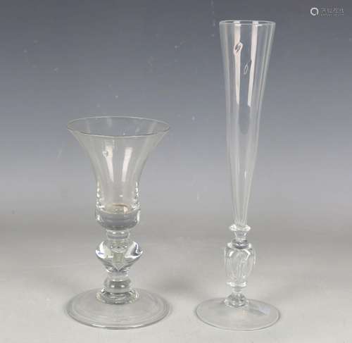 A Mark Taylor 18th century style baluster stem wine glass, c...