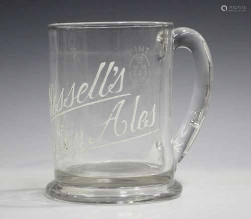 A rare Russell's Malton Ales advertising pint glass tankard,...