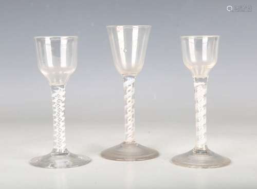 A double series opaque twist stem wine glass, circa 1770, th...