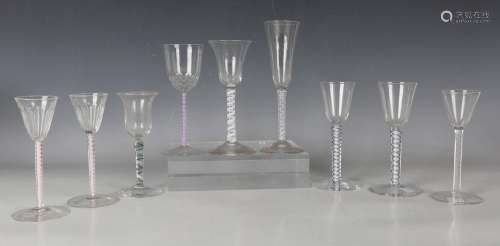A double series opaque twist stem wine glass, circa 1770, th...