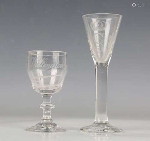 Two engraved commemorative glasses, early 19th century, the ...