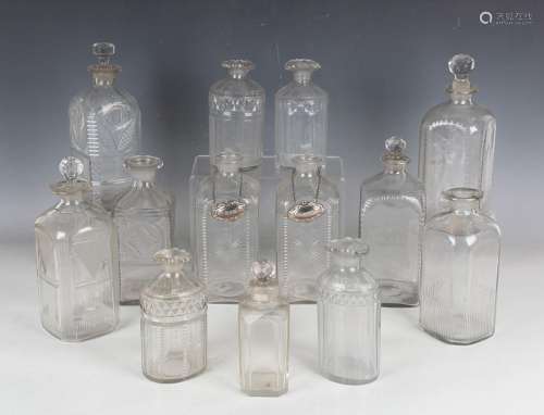A Hollands clear glass spirit decanter, circa 1800, of squar...