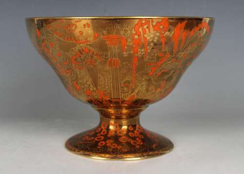 A Wedgwood Fairyland Coral and Bronze lustre Melba centre bo...